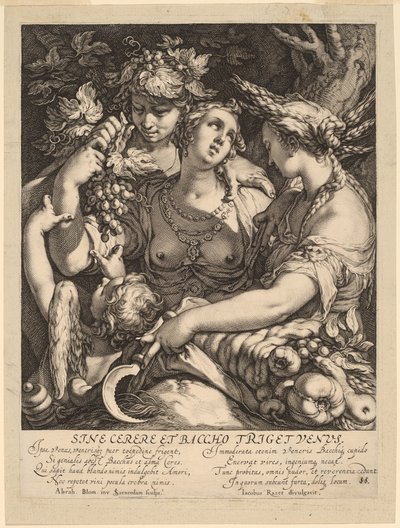 Ceres ve Bacchus olmadan Venüs soğuk by Jan Pietersz Saenredam, after Abraham Bloemaert