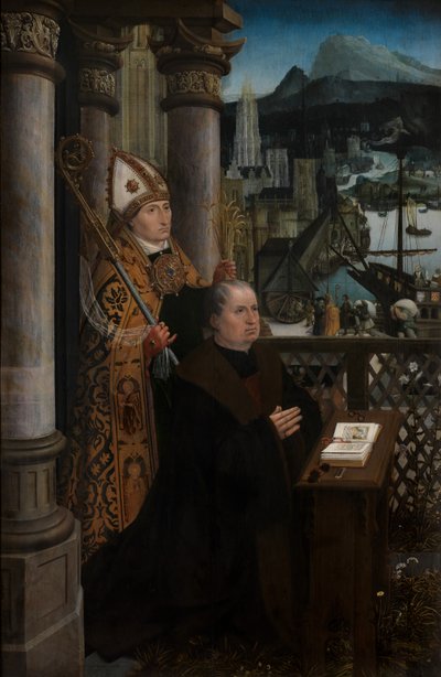 Donörün Aziz Nicholas ile ve Donörün Karısının Aziz Godeliva ile detayı, c.1515-21 (panel üzerine yağlıboya) by Jan Provoost