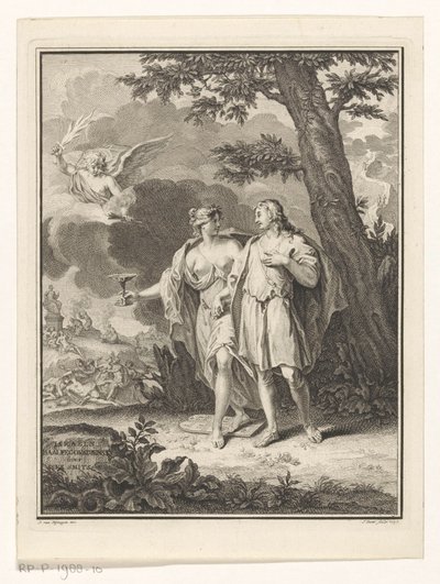 şehvet genç bir adamı baştan çıkarır Başlık sayfası: Dirk Smits, Israëls Baalfegorsdienst veya Cezalandırılmış şehvet, 1737 by Jan Punt