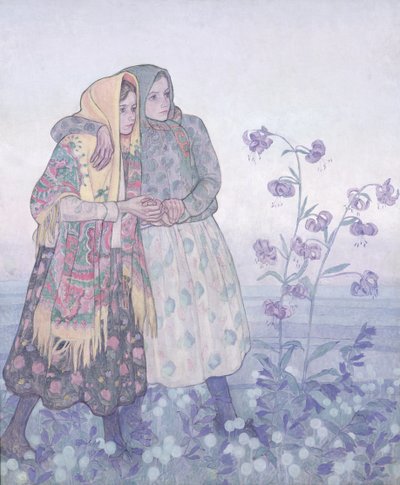 Procession of Polish Highland Women, c.1910 (tempera on canvas) by Jan Rembowski