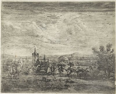 Bir kilise ile köy manzarası by Jan Ruyscher