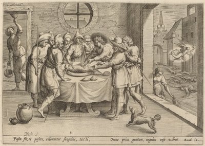 Fısıh için hazırlık by Jan Sadeler I, after Maarten van Cleef