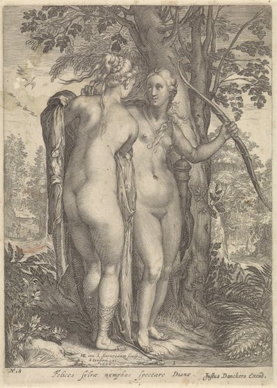 Diana ve bir ağacın önünde bir perisi Diana ve perileri (dizi adı) by Jan Saenredam