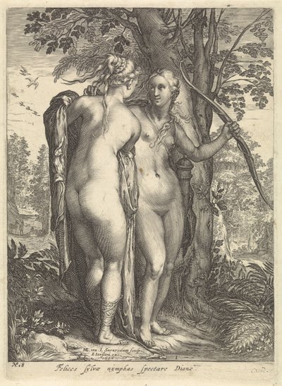 Diana ve bir ağacın önünde bir perisi Diana ve Perileri (dizi adı) by Jan Saenredam