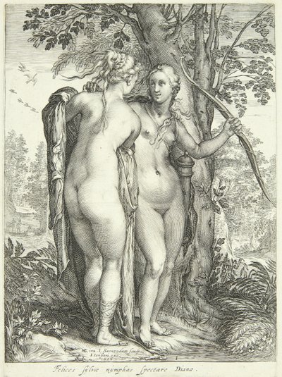 Diana ve bir ağaç perisi by Jan Saenredam