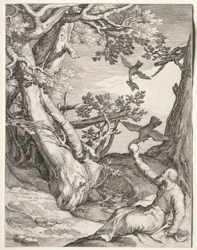 Elijah Vahşi Doğada Besleniyor, Ravens, 1604. by Jan Saenredam