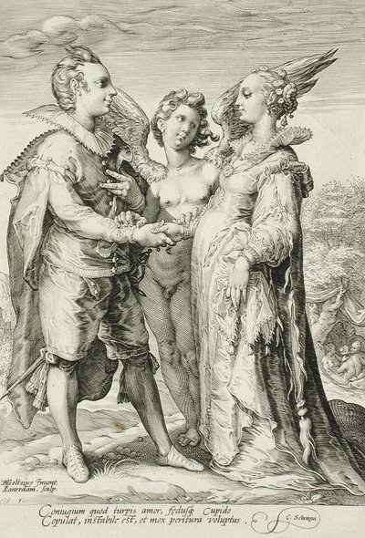 Zevk için Evlilik, Evlilik Üçlemesinin 1. Levhası, c.1594 by Jan Saenredam