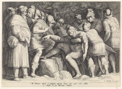 Scipio, oğulları tarafından savaş alanından taşınır. by Jan Saenredam