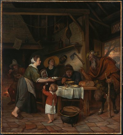 Satyr ve Köylü Ailesi by Jan Steen