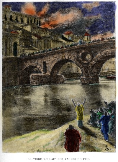 Tiber (Tevere) ateş dalgaları yuvarladı by Jan Styka