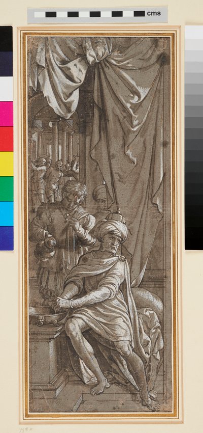 Pontius Pilatus ellerini yıkıyor by Jan Swart Van Groningen