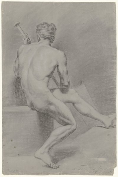 Oturan erkek çıplak, sola döndü by Jan Tersteeg (possibly)