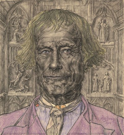 Bir Katedral Önünde Yaşlı Bir Köylü Portresi, 1904. by Jan Toorop