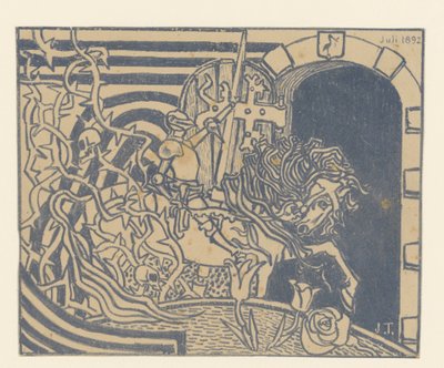 At sırtında şövalye ile katalog kapağı by Jan Toorop
