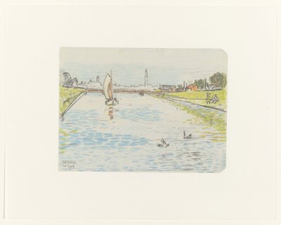 Bir yelkenli gemi ile bir kanal görünümü by Jan Toorop