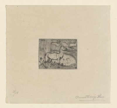 Bir göletin önündeki ağacın yanında geyik Bir ağacın yanında geyik (orijinal başlık) by Jan Toorop