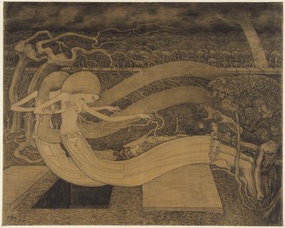 Ey Mezar, Zaferin nerede? Bir erkeğin yanında iki kadın ve açık bir mezar Ey Mezar, Zaferin Nerede? by Jan Toorop