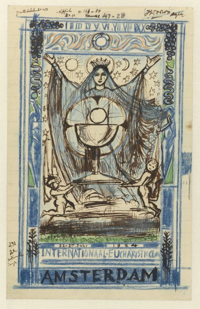 22-27 Temmuz 1924 tarihleri arasında Amsterdam'da düzenlenen Uluslararası Eucharistic Kongresi için bir poster tasarımı by Jan Toorop