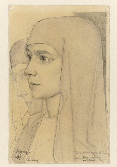 Treesje Westermann'ın portresi, Bethanië'nin Rahibe Thérèse Huf by Jan Toorop
