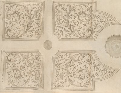Bir zevk bahçesi için bir çeşme ve dört kare parter tasarımı, 1651 by Jan Van de Velde