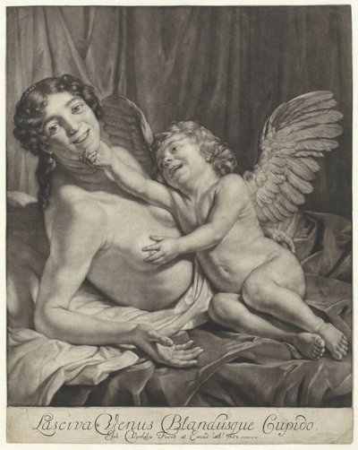 Venüs ve Amor Oynak Venüs ve Aşk Tanrısı (nesne üzerindeki başlık) by Jan Verkolje (I)
