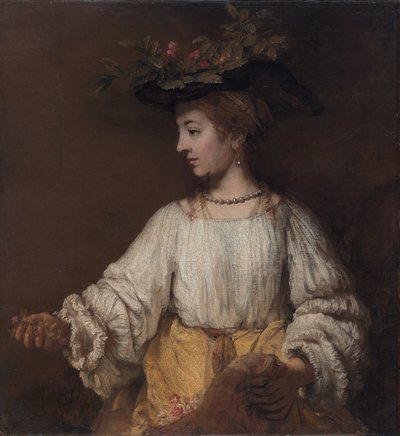 Flora - Boyama Rembrandt van Rijn tarafından by Johannes Vermeer