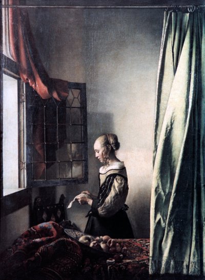 Açık Pencerede Mektup Okuyan Kız, c1657 by Jan Vermeer van Delft