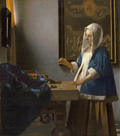 Bir denge tutan kadın by Jan Vermeer van Delft