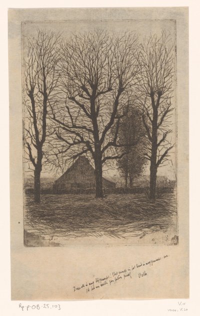 Uzun ağaçlar arasında çiftlik, Ewijkshoeve by Jan Veth (signed by artist)