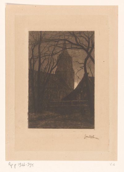Laren'deki kilise by Jan Veth (signed by artist)