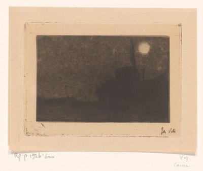 Ay ışığında Laren'de değirmen by Jan Veth (signed by artist)