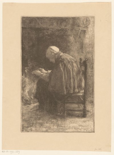 Şöminenin yanında yaşlı kadın by Jan Veth