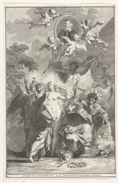 yazar Edward Simson portresi ile alegorik başlık sayfası Başlık sayfası: Edward Simson, Chronicon historiam catholicam complectens, 1729 by Jan Wandelaar