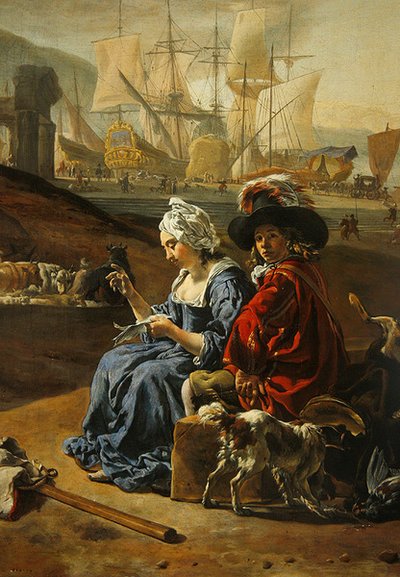 İtalyan Limanı (panelde yağ) (406451 detayı) by Jan Baptist Weenix