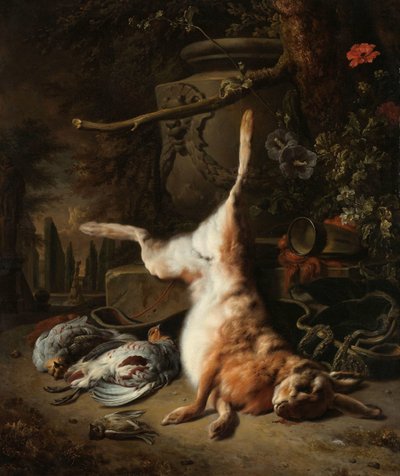 Bir Tavşan ve Diğer Oyun ile Natürmort Tavşan ve diğer Av Kupaları ile Natürmort by Jan Baptist Weenix