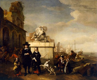 Ressam ve Ailesi ile Roma Harabeleri (tuval üzerine yağlıboya) by Jan Baptist Weenix