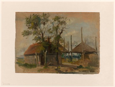 İki samanlık ile çiftlik evi by Jan Weissenbruch