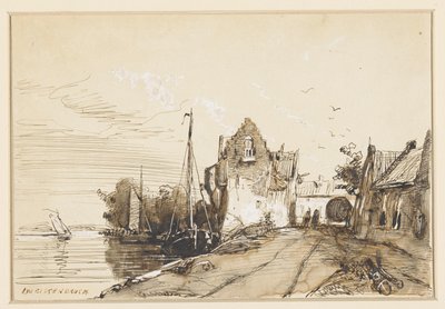 Bir nehir üzerinde kasaba by Jan Weissenbruch