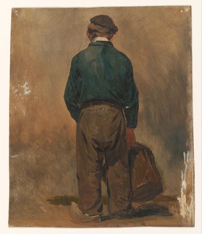 Arkadan görülen bir sepet ile balıkçı by Jan Weissenbruch