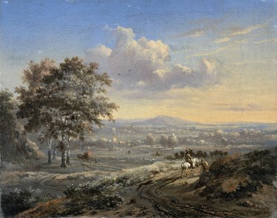 Bir Köy Yolunda Bir Binici ile Tepelik Manzara by Jan Wijnants