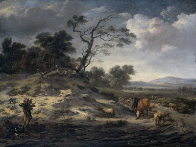 Köy Yolunda Sığırlarla Manzara by Jan Wijnants