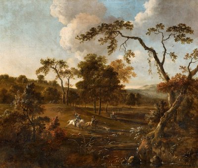 Yuvarlanan Tepeler ve Geyik Avı ile Manzara by Jan Wijnants