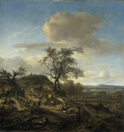 Bir Avcı ve Diğer Figürlerle Manzara by Jan Wijnants