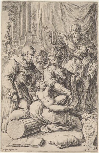 Azizler ile Kutsal Aile by Jan de Bisschop, after Giorgio Vasari