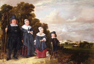 Bir Ailenin Grup Portresi (panelde yağlı boya) by Jan or Johannes Hals