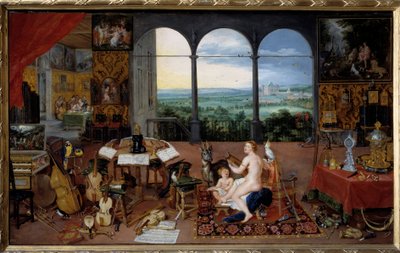 İşitme. Beş duyunun alegorisi Resim Jan I Brueghel Dit De Velours (1568-1625) Ec. alev by Jan the Elder Brueghel