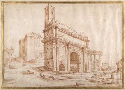 Septimus Severus Kemeri, Roma (kağıt üzerine kalem ve mürekkep) by Jan the Elder Brueghel