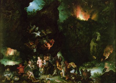 Aziz Anthony'nin Günaha - Cehennem, 1594 (bakır üzerine yağ) by Jan the Elder Brueghel