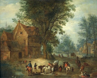 Köy Manzarası, c.1640-60 (bakır üzeri yağlı boya) by Jan the Elder Brueghel