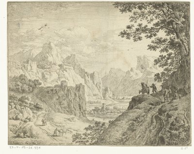 Gezginlerle nehir manzarası Ren manzaraları (dizi başlığı) by Jan van Aken